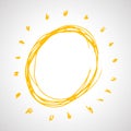 Hand drawn sun. Simple sketch sun. Solar symbol