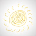 Hand drawn sun. Simple sketch sun. Solar symbol