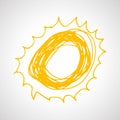 Hand drawn sun. Simple sketch sun. Solar symbol