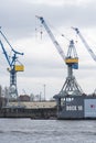 Harbour cranes at Port of Hamburg, Germany Royalty Free Stock Photo