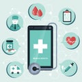 Mobile health flat design Royalty Free Stock Photo