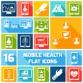 Mobile health icons set flat Royalty Free Stock Photo