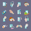 Mobile health icons set flat Royalty Free Stock Photo