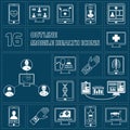 Mobile health icons set outline