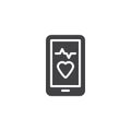 Mobile heartbeat rate app vector icon