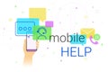 Mobile help and online support on smartphone concept illustration
