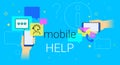 Mobile help and online support on smartphone concept illustration