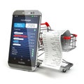 Mobile home budget application concept. Smartphone with shopping