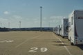 mobile homes parked in line, Hirtshals Denmark