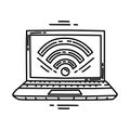 Mobile Hotspot in computer Icon. Doodle Hand Drawn or Outline Icon Style Royalty Free Stock Photo