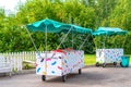 Mobile ice cream trays. Russia, Tatarstan, August 7, 2019