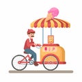 Mobile Ice Cream Vendor Cartoon illustration Vector