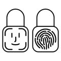 Mobile id face touch lock isolated vector