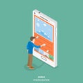 Mobile image editor flat isometric vector concept. Royalty Free Stock Photo