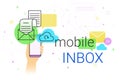 Mobile inbox app on smartphone concept vector illustration