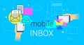 Mobile inbox app on smartphone concept vector illustration