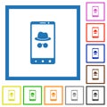 Mobile incognito flat framed icons