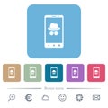 Mobile incognito flat icons on color rounded square backgrounds