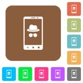 Mobile incognito rounded square flat icons