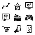 Mobile info icons set, simple style Royalty Free Stock Photo