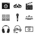 Mobile information icons set, simple style Royalty Free Stock Photo
