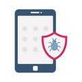 Mobile insecurity Flat Vector icon which can easily modify or edit