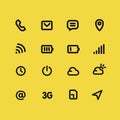 Mobile interface and apps line icon set