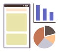 Mobile Interface with Bar Chart and Pie Chart for Data Visualization and Analytics Royalty Free Stock Photo