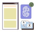 Mobile Interface with Biometric Authentication and Language Translation Features Royalty Free Stock Photo