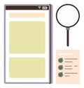 Mobile Interface with Checklist and Magnifying Glass Digital Review and Task Management Royalty Free Stock Photo