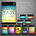 Mobile interface elements with colorful wallpaper