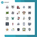 Mobile Interface Filled line Flat Color Set of 25 Pictograms of layer, layers, marketing, design, tag
