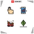 Mobile Interface Filledline Flat Color Set of 4 Pictograms of click, feather, mobile, car, nature Royalty Free Stock Photo