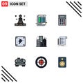 Mobile Interface Filledline Flat Color Set of 9 Pictograms of file, life, calculator, city, energy