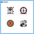 Mobile Interface Filledline Flat Color Set of 4 Pictograms of flight, interface, travel, user, user