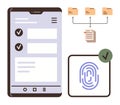 Mobile interface, fingerprint scanner, and file management system for secure digital access Royalty Free Stock Photo