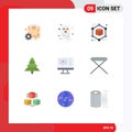 Mobile Interface Flat Color Set of 9 Pictograms of appliances, video, cube, play, tree Royalty Free Stock Photo