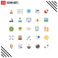 Mobile Interface Flat Color Set of 25 Pictograms of jigsaw, puzzle, earth, notepad, education
