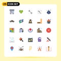 Mobile Interface Flat Color Set of 25 Pictograms of onion, wizards, love, wizard, system Royalty Free Stock Photo