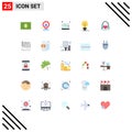 Mobile Interface Flat Color Set of 25 Pictograms of product, definnig, location, business, supervision Royalty Free Stock Photo