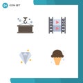 Mobile Interface Flat Icon Set of 4 Pictograms of box, diamound, logistic, media, sucess