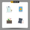 Mobile Interface Flat Icon Set of 4 Pictograms of checklist, heart, list, mobile, salad