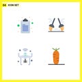 Mobile Interface Flat Icon Set of 4 Pictograms of checklist, iot, broom, sweep, wifi