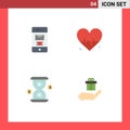 Mobile Interface Flat Icon Set of 4 Pictograms of deleted, loading, recycle, beat, gift