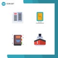 Mobile Interface Flat Icon Set of 4 Pictograms of e, back to school, learning, branding, education
