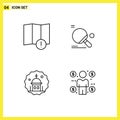 Mobile Interface Line Set of 4 Pictograms of alert, masjid, racket, ping pong, eid Royalty Free Stock Photo