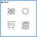 Mobile Interface Line Set of 4 Pictograms of astronomy, graph, design, light, performance