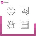 Pack of 4 Modern Filledline Flat Colors Signs and Symbols for Web Print Media such as basketball, shirt, image, hand, layout