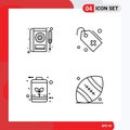 Mobile Interface Line Set of 4 Pictograms of book, battery, repair, tag, economic Royalty Free Stock Photo