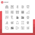 Mobile Interface Line Set of 25 Pictograms of business, education, explore, juice, weather